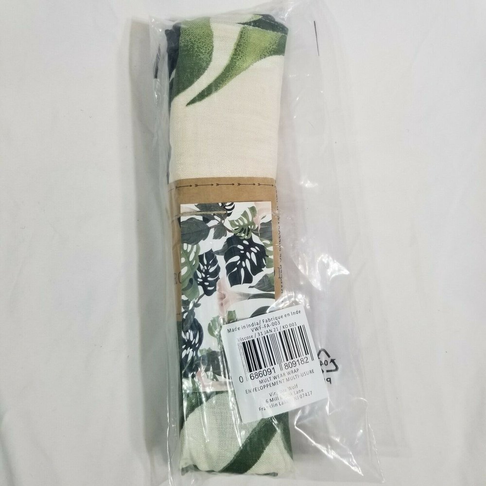 New Virginia Wolf Multi Wear Wrap Dress Sarong Philodendron Datura